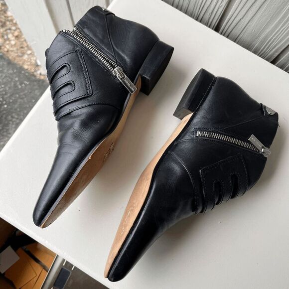 Michael Kors MK Roswell Black Leather Ankle Boots Buckle Pointed Toe 8 - Picture 6 of 16